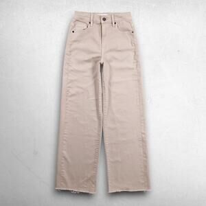 Hidden Wide Leg Jeans Women 22‎ Beige Mid Rise Relaxed Raw Hem Stretch Denim